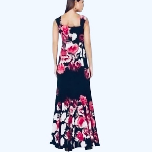 NWT Eva Mendes Collection On or Off Shoulder Maxi Gown Red Black Floral Size 4 - Picture 6 of 10